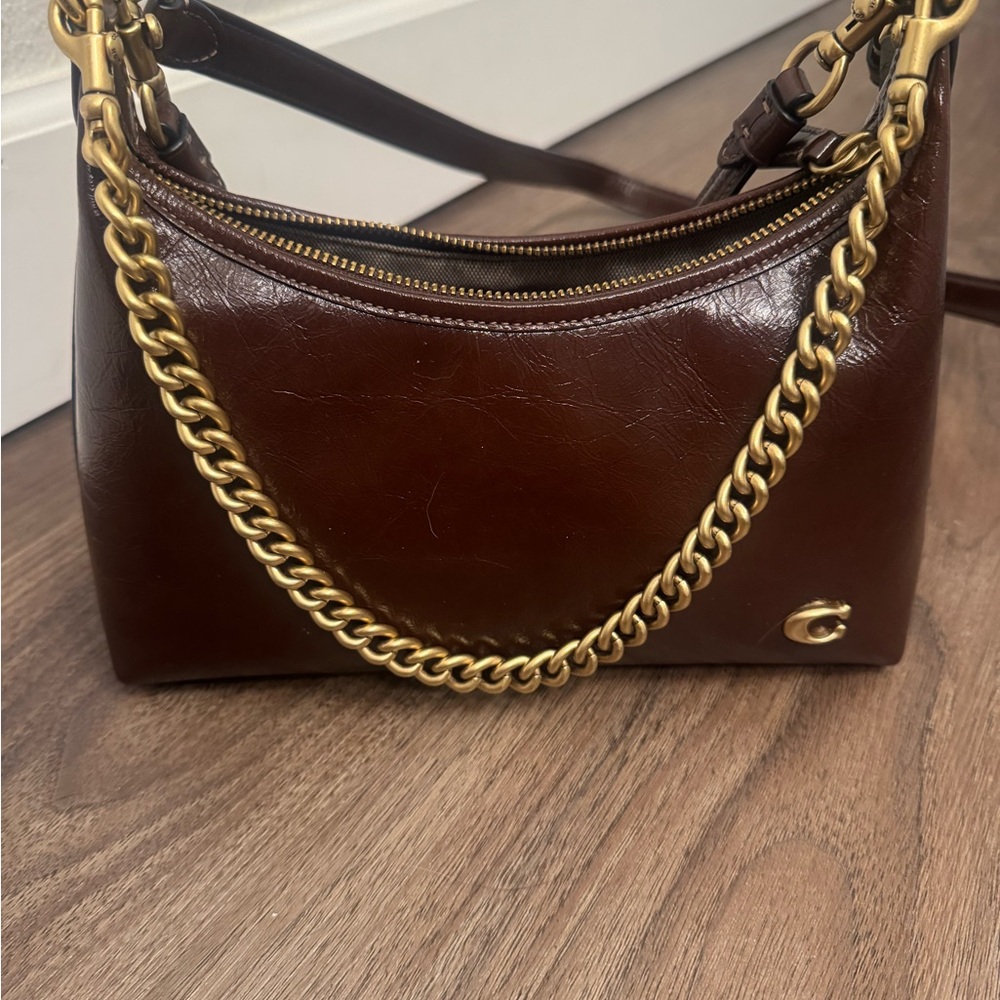 Coach Juliet 25 Glazed Maple Leather Shoulder Bag with Gold Chain